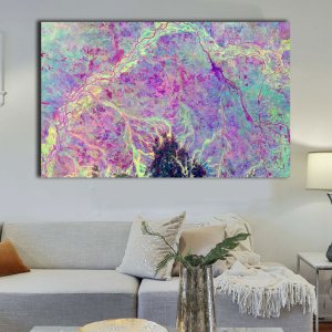 Riverine Blossoms | Featuring a Colorful Blush of Pink | Premium Abstract Canvas Art | Wall Art | Large Size | 48 inch x 30 inch or 4 feet x 2.5 feet | Orientation - Landscape