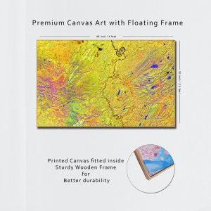 Solar Symphony Delight | A Premium Abstract Canvas Painting with Vibrant Yellow and Playful Blue | Wall Painting | Large Size | 48 inch x 30 inch or 4 feet x 2.5 feet | Orientation - Landscape