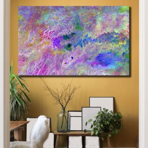 Enchanted Wetlands | Vibrant Hues in Nature's Sanctuary | Premium Abstract Canvas Art | Wall Art | Painting | Large Size | 48 inch x 30 inch or 4 feet x 2.5 feet | Orientation - Landscape