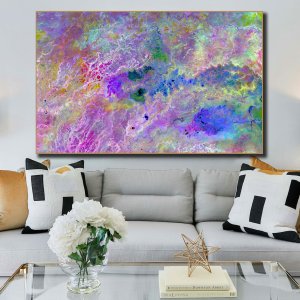 Enchanted Wetlands | Vibrant Hues in Nature's Sanctuary | Premium Abstract Canvas Art | Wall Art | Painting | Large Size | 48 inch x 30 inch or 4 feet x 2.5 feet | Orientation - Landscape