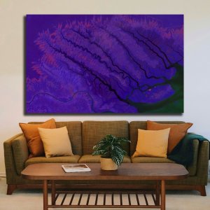 Melodic Backwaters | Nature's Dance of flow with Tint of Blue and Red | A Premium Abstract Canvas |  Wall Art | Painting | Large Size | 48 inch x 30 inch or 4 feet x 2.5 feet | Orientation - Landscape
