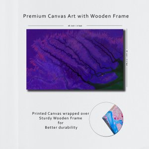 Melodic Backwaters | Nature's Dance of flow with Tint of Blue and Red | A Premium Abstract Canvas |  Wall Art | Painting | Large Size | 48 inch x 30 inch or 4 feet x 2.5 feet | Orientation - Landscape