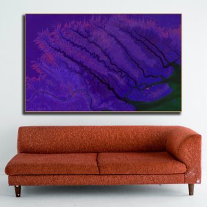 Melodic Backwaters | Nature's Dance of flow with Tint of Blue and Red | A Premium Abstract Canvas |  Wall Art | Painting | Large Size | 48 inch x 30 inch or 4 feet x 2.5 feet | Orientation - Landscape