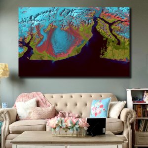 Glacial illusions | Majestic Ice Surge into the Ocean | Premium Abstract Canvas Art | Wall Art | Painting | Large Size | 48 inch x 30 inch or 4 feet x 2.5 feet | Orientation - Landscape