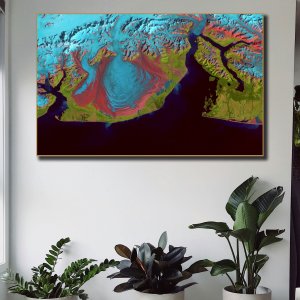 Glacial illusions | Majestic Ice Surge into the Ocean | Premium Abstract Canvas Art | Wall Art | Painting | Large Size | 48 inch x 30 inch or 4 feet x 2.5 feet | Orientation - Landscape