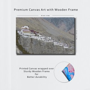 Divine Splendor: Captivating Diskit Monastery Landscape - A Tranquil Escape from Ladakh! Premium Canvas Art | Wall Art | Painting | Large Size | 48 inch x 30 inch or 4 feet x 2.5 feet | Orientation - Landscape