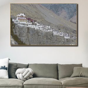 Divine Splendor: Captivating Diskit Monastery Landscape - A Tranquil Escape from Ladakh! Premium Canvas Art | Wall Art | Painting | Large Size | 48 inch x 30 inch or 4 feet x 2.5 feet | Orientation - Landscape