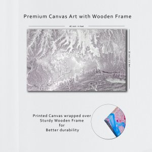 Earth's Sculptures: Delicate Rivers, Valleys, and Mountains etched in Grey-White Hues - A Breathtaking Masterpiece! Premium Abstract Canvas Art | Wall Art | Painting | Large Size | 48 inch x 30 inch or 4 feet x 2.5 feet | Orientation - Landscape