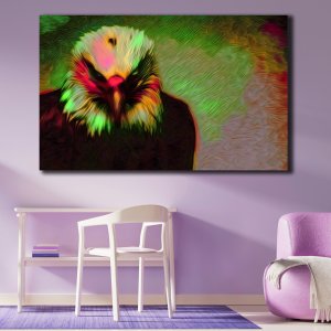 Eagle's Fury: Creative Portrait in Dark Light Hues - Striking Painting! Premium Canvas Wildlife Art | Wall Art | Painting | Large Size | 48 inch x 30 inch or 4 feet x 2.5 feet | Orientation - Landscape