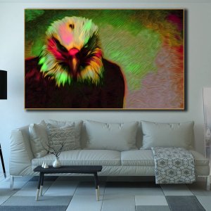 Eagle's Fury: Creative Portrait in Dark Light Hues - Striking Painting! Premium Canvas Wildlife Art | Wall Art | Painting | Large Size | 48 inch x 30 inch or 4 feet x 2.5 feet | Orientation - Landscape