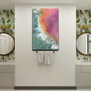 Pink Bay - A Dream Coast | Abstract Canvas Art | Wall Art | Painting for Home and Office Decor | Large Size | 48 inch x 30 inch or 4 feet x 2.5 feet | Orientation -Portrait