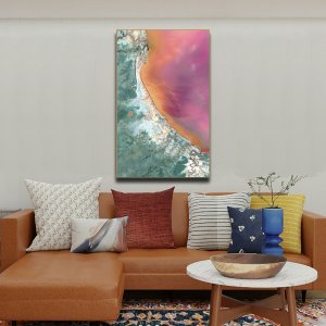Pink Bay - A Dream Coast | Abstract Canvas Art | Wall Art | Painting for Home and Office Decor | Large Size | 48 inch x 30 inch or 4 feet x 2.5 feet | Orientation -Portrait