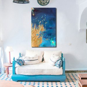 Fire in the Ocean - A Fiery Dance of Flames and Waves | Abstract Canvas Art | Wall Art | Painting for Home and Office Decor | Large Size | 48 inch x 30 inch or 4 feet x 2.5 feet | Orientation -Portrait
