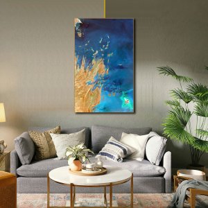 Fire in the Ocean - A Fiery Dance of Flames and Waves | Abstract Canvas Art | Wall Art | Painting for Home and Office Decor | Large Size | 48 inch x 30 inch or 4 feet x 2.5 feet | Orientation -Portrait
