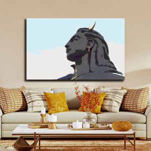 Adiyogi Shiva - The God of Spiritual Strength and Majestic Powers | Creative Canvas Art | Wall Art | Painting | Large Size | 48 inch x 30 inch or 4 feet x 2.5 feet | Orientation - Portrait