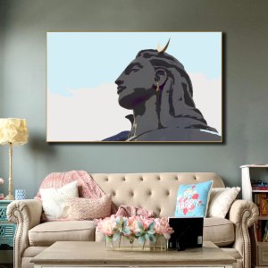 Adiyogi Shiva - The God of Spiritual Strength and Majestic Powers | Creative Canvas Art | Wall Art | Painting | Large Size | 48 inch x 30 inch or 4 feet x 2.5 feet | Orientation - Portrait