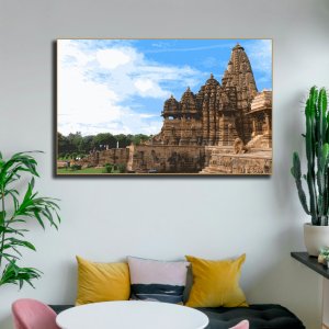 Vishwanath Temple of Khajuraho - A God’s Sacred Sanctuary | Creative Canvas Art | Wall Art | Painting | Large Size | 48 inch x 30 inch or 4 feet x 2.5 feet | Orientation - Portrait