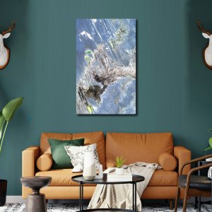 Storm's Canvas: White amidst Blue | Abstract Canvas Art | Wall Art | Painting | Large Size | 48 inch x 30 inch or 4 feet x 2.5 feet | Orientation - Portrait
