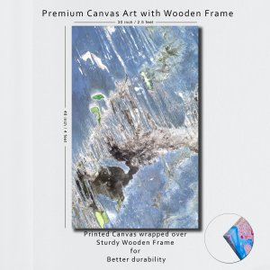 Storm's Canvas: White amidst Blue | Abstract Canvas Art | Wall Art | Painting | Large Size | 48 inch x 30 inch or 4 feet x 2.5 feet | Orientation - Portrait