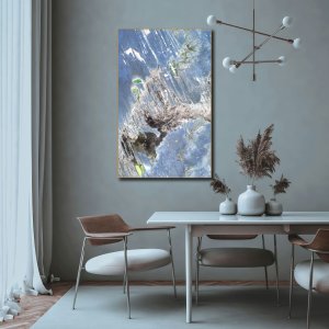 Storm's Canvas: White amidst Blue | Abstract Canvas Art | Wall Art | Painting | Large Size | 48 inch x 30 inch or 4 feet x 2.5 feet | Orientation - Portrait