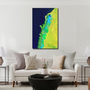 Luminous Corals - Golden Coastline by the Deep Blue Sea | Abstract Canvas Art | Wall Art | Painting | Large Size | 48 inch x 30 inch or 4 feet x 2.5 feet | Orientation - Portrait