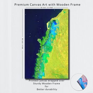 Luminous Corals - Golden Coastline by the Deep Blue Sea | Abstract Canvas Art | Wall Art | Painting | Large Size | 48 inch x 30 inch or 4 feet x 2.5 feet | Orientation - Portrait