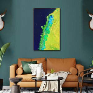 Luminous Corals - Golden Coastline by the Deep Blue Sea | Abstract Canvas Art | Wall Art | Painting | Large Size | 48 inch x 30 inch or 4 feet x 2.5 feet | Orientation - Portrait