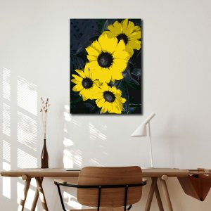 Sunflower's Grace - A Radiant Face of Nature | Premium Canvas Art | Wall Art | Painting | Size | 24 inch x 18 inch or 2 feet x 1.5 feet | Orientation - Portrait