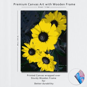 Sunflower's Grace - A Radiant Face of Nature | Premium Canvas Art | Wall Art | Painting | Size | 24 inch x 18 inch or 2 feet x 1.5 feet | Orientation - Portrait