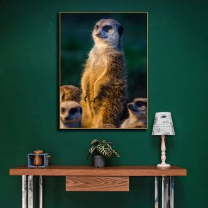 Innocence in Vigil - The Meerkat's Watchful Guard | Wildlife Canvas Art | Wall Art | Painting | Size | 24 inch x 18 inch or 2 feet x 1.5 feet | Orientation - Portrait