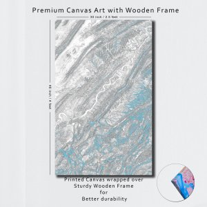 Shades of Mountains - Perfect Grey with Touch of Sky Blue | Abstract Canvas Art | Wall Art | Painting for Home and Office Decor | Large Size | 48 inch x 30 inch or 4 feet x 2.5 feet | Orientation -Portrait