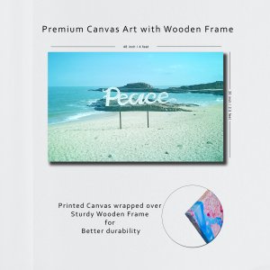 Peace Island Serenity : Where Ocean meets Peace - Captivating Painting! Premium  Canvas Art | Wall Art | Painting | Large Size | 48 inch x 30 inch or 4 feet x 2.5 feet | Orientation - Landscape
