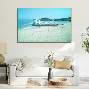 Peace Island Serenity : Where Ocean meets Peace - Captivating Painting! Premium  Canvas Art | Wall Art | Painting | Large Size | 48 inch x 30 inch or 4 feet x 2.5 feet | Orientation - Landscape