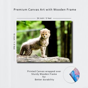 Grace in Waiting - Baby Cheetah Standing Tall | Wildlife Canvas Art | Wall Art | Painting | Size | 24 inch x 18 inch or 2 feet x 1.5 feet | Orientation - Landscape