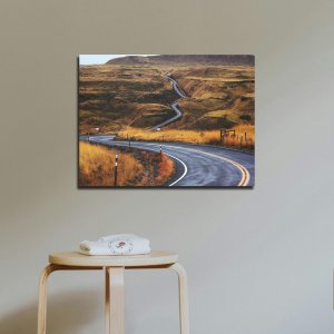 A Countryside Road Trip - Travelling through Majestic Mountains | Premium Canvas Art | Wall Art | Painting | Size - 24 inch x 18 inch or 2 feet x 1.5 feet | Orientation - Landscape