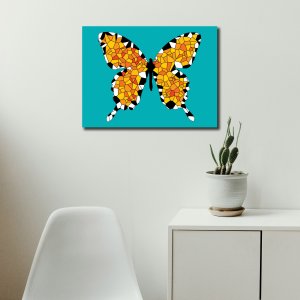 Butterfly - Geometric Elegance in Vivid Colors | Premium Wildlife Canvas Art | Wall Art | Voronoi Art Painting | Size - 24 inch x 18 inch or 2 feet x 1.5 feet | Orientation - Landscape