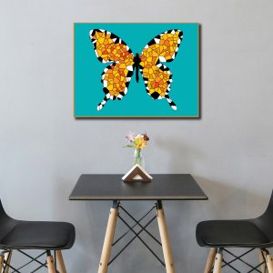 Butterfly - Geometric Elegance in Vivid Colors | Premium Wildlife Canvas Art | Wall Art | Voronoi Art Painting | Size - 24 inch x 18 inch or 2 feet x 1.5 feet | Orientation - Landscape