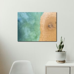 Where Ocean Kisses the Shore - A Pristine Beach Landscape | A Drone Shot | Premium Canvas Art | Wall Art | Painting | Size - 24 inch x 18 inch or 2 feet x 1.5 feet | Orientation - Landscape