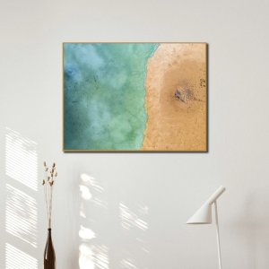 Where Ocean Kisses the Shore - A Pristine Beach Landscape | A Drone Shot | Premium Canvas Art | Wall Art | Painting | Size - 24 inch x 18 inch or 2 feet x 1.5 feet | Orientation - Landscape