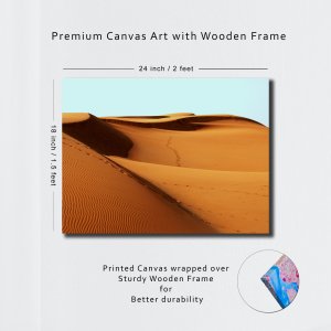 Golden Dunes - Majestic Waves of Desert Sand | Premium Canvas Art | Wall Art | Painting | Size - 24 inch x 18 inch or 2 feet x 1.5 feet | Orientation - Landscape