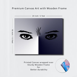 The Captivating Gaze - A Painting of a Woman’s Soulful Eyes | Premium Canvas Art | Wall Art | Painting | Size | 24 inch x 18 inch or 2 feet x 1.5 feet | Orientation - Landscape