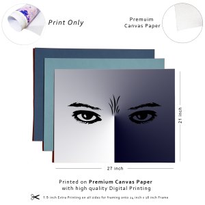 The Captivating Gaze - A Painting of a Woman’s Soulful Eyes | Premium Canvas Art | Wall Art | Painting | Size | 24 inch x 18 inch or 2 feet x 1.5 feet | Orientation - Landscape