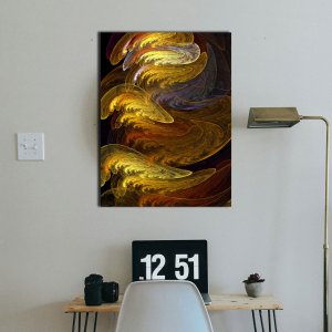 Golden Strokes - A Captivating Abstract Art Experience | Premium Canvas Art | Wall Art | Painting | Size - 24 inch x 18 inch or 2 feet x 1.5 feet | Orientation - Landscape