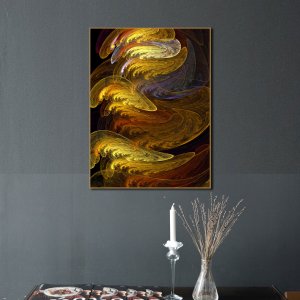 Golden Strokes - A Captivating Abstract Art Experience | Premium Canvas Art | Wall Art | Painting | Size - 24 inch x 18 inch or 2 feet x 1.5 feet | Orientation - Landscape