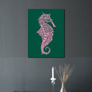 Artistic Grace - The Sea Horse in Creative Flow | Premium Canvas Art | Wall Art | Painting | Size - 24 inch x 18 inch or 2 feet x 1.5 feet | Orientation - Portrait
