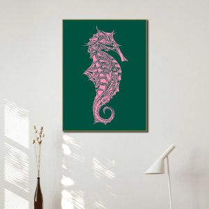 Artistic Grace - The Sea Horse in Creative Flow | Premium Canvas Art | Wall Art | Painting | Size - 24 inch x 18 inch or 2 feet x 1.5 feet | Orientation - Portrait
