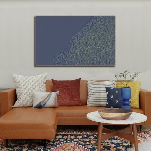 Golden Dunes: Sunlit Majesty Dividing the Desert | Premium Abstract Canvas Art | Wall Art | Painting | Large Size - 48 inch x 30 inch or 4 feet x 2.5 feet | Orientation - Landscape