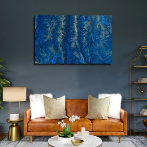 Radiant Peaks - The Lively Glow of Rugged Blue Mountains | Premium Abstract Canvas Art | Wall Art | Painting | Large Size - 48 inch x 30 inch or 4 feet x 2.5 feet | Orientation - Landscape
