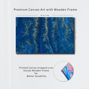 Radiant Peaks - The Lively Glow of Rugged Blue Mountains | Premium Abstract Canvas Art | Wall Art | Painting | Large Size - 48 inch x 30 inch or 4 feet x 2.5 feet | Orientation - Landscape