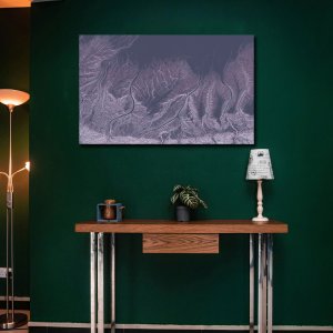 Feathered Rivers - Streams Dancing like Birds Among Mountains | Premium Abstract Canvas Art | Wall Art | Painting | Large Size - 48 inch x 30 inch or 4 feet x 2.5 feet | Orientation - Landscape